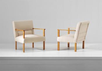 Unique pair of armchairs, designed for villa M., Cantù by 
																	Mario Asnago
