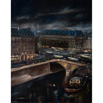 Le Pont Neuf La Nuit by 
																	Lucien Adrion