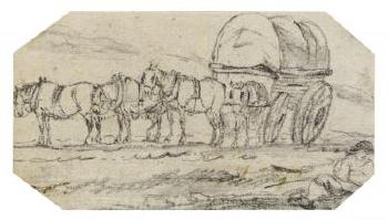 Studies Of A Cart And Horses; And Other Studies Of Horses, A Mule, A Cow, And Pigs by 
																	George Frost