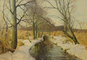 Wooded River Landscape In Winter by 
																	Harald Pryn