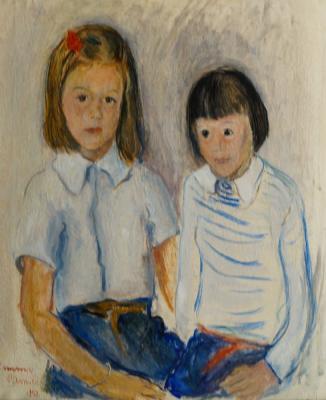 Portrait Of Two Children Seated by 
																	Gemma d'Amico Flugi