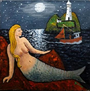 Mermaid on a Shore By Moonlight by 
																	Alan Furneaux