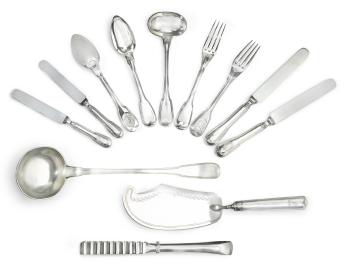 An extensive Italian and French silver flatware service by 
																	Luigi Vernazzi
