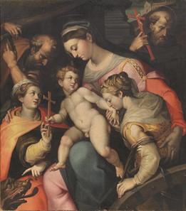 Sacra Famiglia Con Santa Margherita E Santa Caterina by 
																	Orazio Samacchini