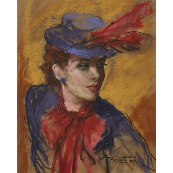 Beauty In A Hat With Veiled Netting by 
																			Pal Fried