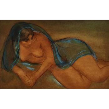 Reclining Nude With Shawl by 
																			Louis Muhlstock