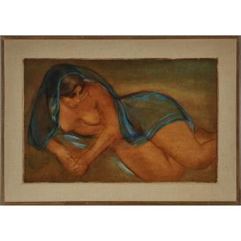 Reclining Nude With Shawl by 
																			Louis Muhlstock