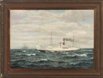 Seascape With The Steamboat Jonna by 
																			Frants Landt