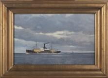 Seascape With A Steamboat At Sea by 
																			Victor Quistdorff