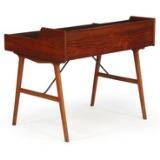 Rosewood Desk With Two Drawers In Rail, Top With Two Drawers, Storage Space And Shelf by 
																			 Vinde Møbelfabrik
