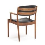 A Patinated Oak Armchair, Upholstered In Seat And Back With Black Leather by 
																			 FDB Mobler