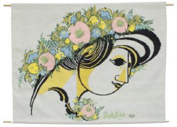 A Handwoven Wool Tapestry Decorated With Motif Of A Woman by 
																			Bjorn Wiinblad