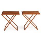 A Pair Of Teak Side Tables With Foldable Frame. by 
																			 CFC Silkeborg (Co.)