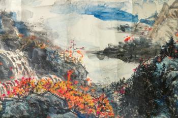 Mountainous Landscape in Autumn by 
																			 Li Xinchun