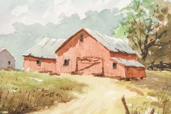 A Farm House Landscape Scene by 
																			Edward Garbely