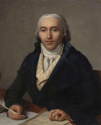Portrait d’un homme écrivant à son bureau by 
																			Jean Louis Laneuville