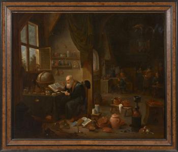 Un alchimiste dans son cabinet by 
																			David Teniers