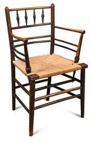 A morris & co. ash sussex chair, with corded seat  by 
																	Ford Madox Brown