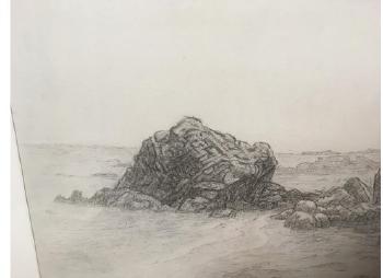 Calm sea and rocks by 
																			Elizabeth Vellacott
