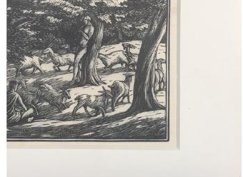 (1) Daphnis pipes to the goats, 1933; (2) November for time and tide calendar by 
																			Gwendolen Raverat