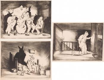At the Dentist - Set of Three Lithographs 1930S by 
																			Samuel Cygler