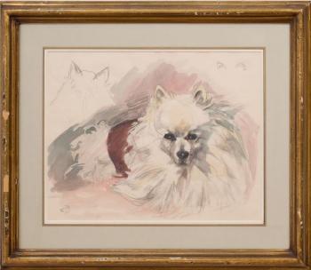 Terrier; White Dog by 
																			Elaine Diverly
