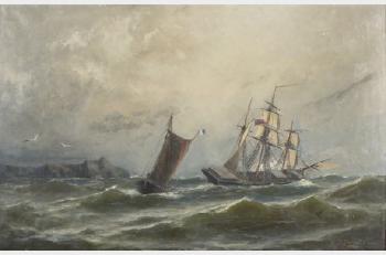 Marine Painting by 
																			Christian Fredrik Svensson