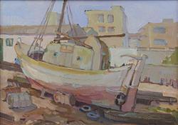 Greek Caique Boatyard by 
																	Criss Canning