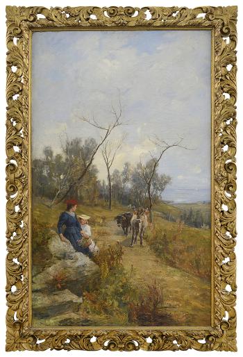 Fanciulle lungo il sentiero by 
																	Carlo Balestrini
