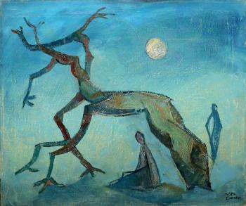 The lonely tree at moonlight by 
																	Yaacov Eisenscher
