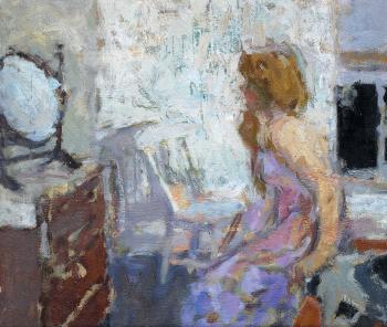Girl opposite the mirror by 
																	Bernard Dunstan