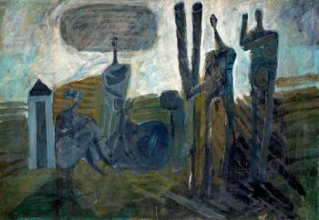 Figures in the landscape by 
																	Avraham Ofek