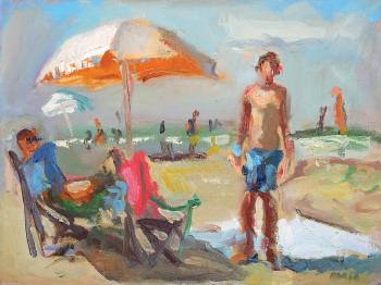 Figures at Herzliya Beach by 
																	Margalit Naot