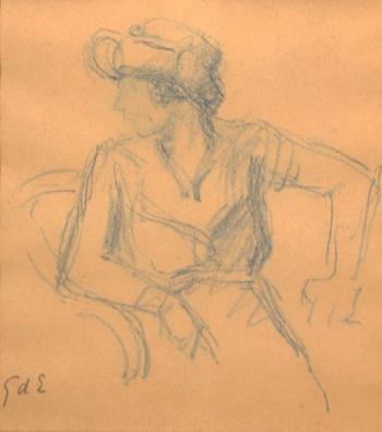 Jeune femme assise de profil by 
																	Georges D'espagnat