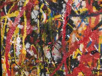 Red, orange, yellow, and black drip by 
																			Jackson Pollock