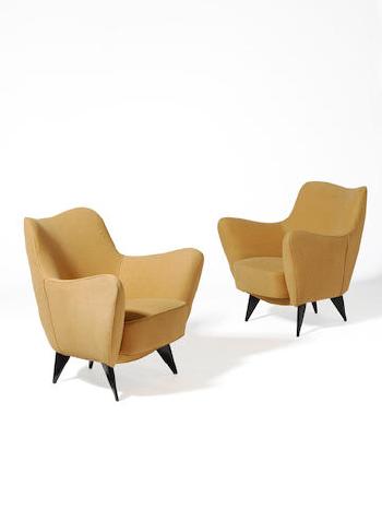 Pair of Perla Lounge Chairs by 
																	 ISA Bergamo