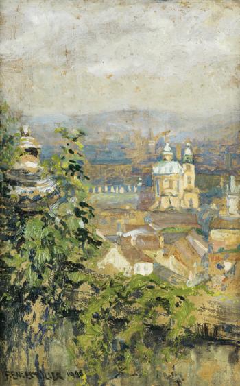 View of Prague by 
																	Ferdinand Engelmuller