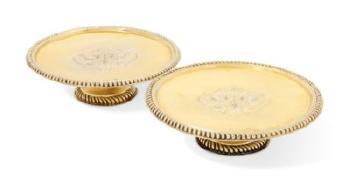 Two William and Mary Silver-gilt Tazze by 
																	Anthony Nelme