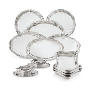 A French Silver Dinner Service by 
																	 Puiforcat Paris (Co.)