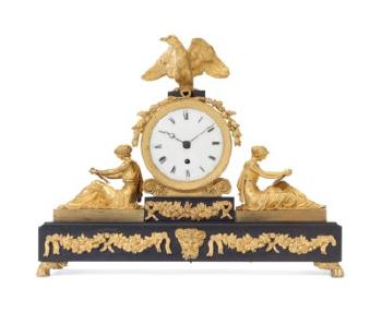 A Regency Ormolu And Black-slate Mantel Clock by 
																	 Baetens & Co
