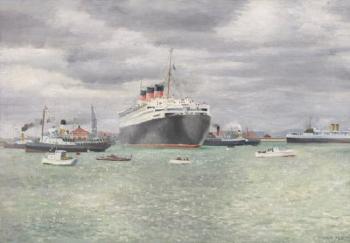 Queen Mary, Going Into Graving Dock by 
																	Richard Eurich