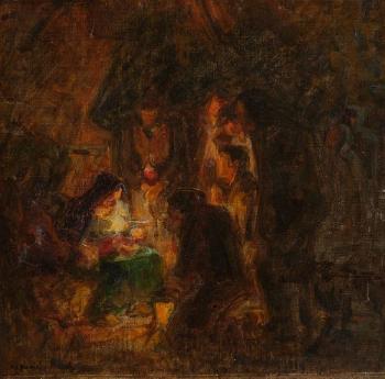 L’Adoration des bergers, d’après Rembrandt by 
																	Germain David-Nillet