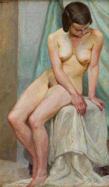 Seated Female Nude Before by 
																	Maximilian Feuerring