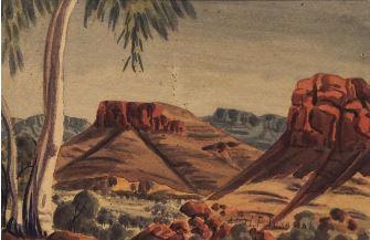 Gum Trees and Rocky Valley, Central Australia by 
																			Adolf Inkamala