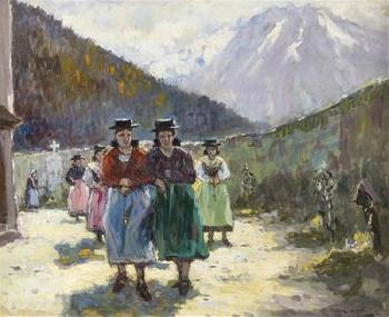 Tiroler Kirchgängerinnen by 
																			Julius von Kaan-Albest