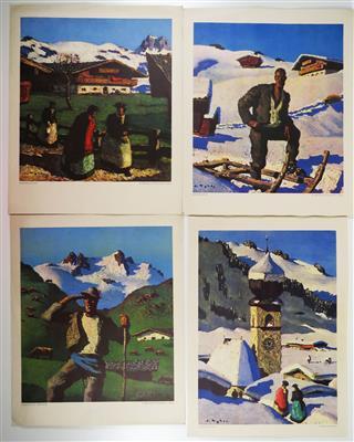 Bergwinter, Bergfrühling, Sommer auf der Alm, Tiroler Bergdorf by 
																			Alfons Walde
