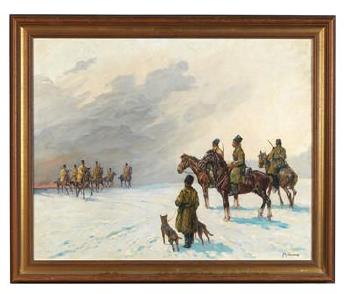 Cossacks in Winter by 
																			Fritz Janowski