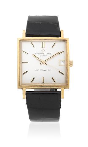 An 18K Gold Automatic Square Wristwatch by 
																	 Eterna