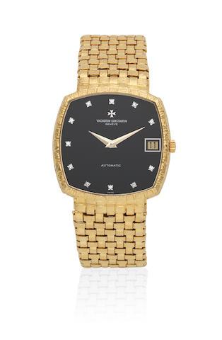 An 18K Gold Automatic Cushion Form Bracelet Watch With Diamond Set Dial by 
																	 Vacheron & Constantin