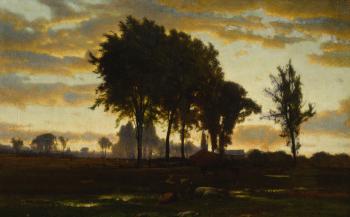 Landscape, Sunset by 
																	George Inness